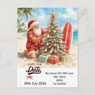 Carte Postale Noël en juillet avec PÈRE NOËL Sauvegarder la date