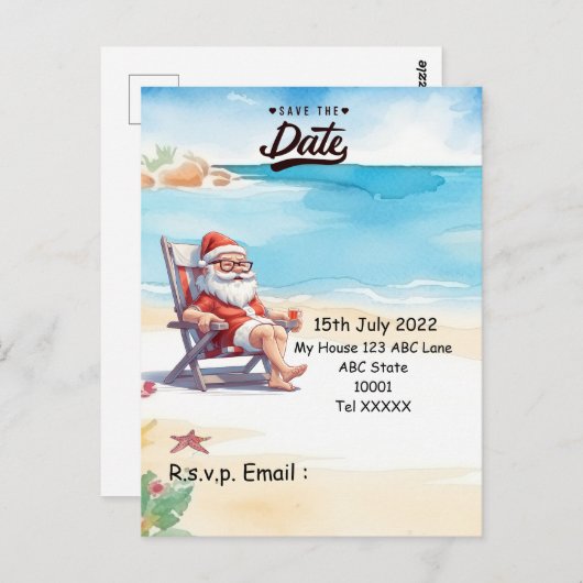 Carte Postale Noël en juillet avec SANTA CLAUS Enregistrer la da (Devant / Derrière)