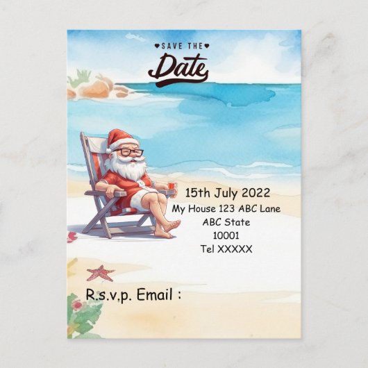 Carte Postale Noël en juillet avec SANTA CLAUS Enregistrer la da (Devant)