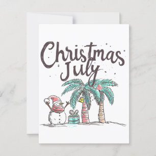 Carte Postale Noël en juillet Beach Snowman Palm Tree été