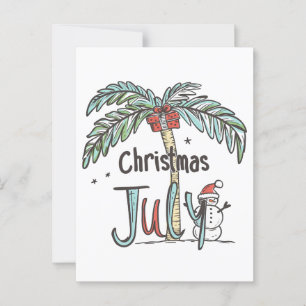 Carte Postale Noël en juillet Snowman Tropical Conception de vac