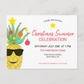 Carte Postale Noël Été Ananas Fête Invitation (Devant)