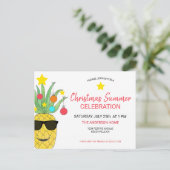 Carte Postale Noël Été Ananas Fête Invitation (Debout devant)
