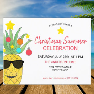 Carte Postale Noël Été Ananas Fête Invitation