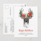 Carte Postale Noël Extraordinaire Deer Holiday Salutation d'entr (Devant / Derrière)