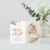 Carte Postale noël faire-part de naissance de vacances verdure (Debout devant)