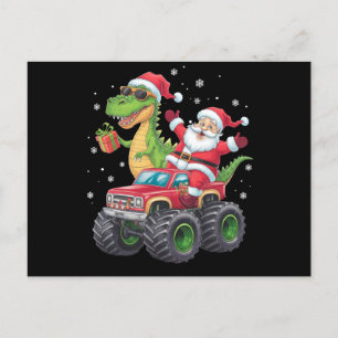 Carte Postale Noël Famille Correspondante Père Noël Truck Dinosa