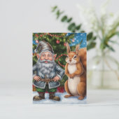 Carte Postale Noël Festif Gnome et Écureuil (Debout devant)