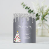 Carte Postale Noël fête argent parties scintillant arbre invitat (Debout devant)