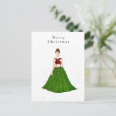 Carte Postale noël fille, sketch de mode, (Debout devant)