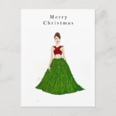 Carte Postale noël fille, sketch de mode, (Devant)