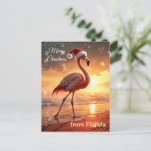 Carte Postale Noël flamant rose (Debout devant)