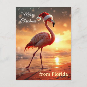 Carte Postale Noël flamant rose