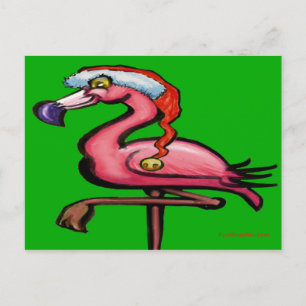 Carte Postale Noël flamant rose