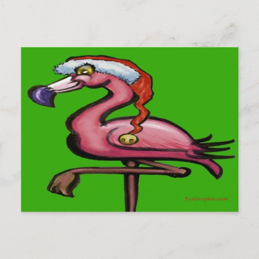 Carte Postale Noël flamant rose (Devant)