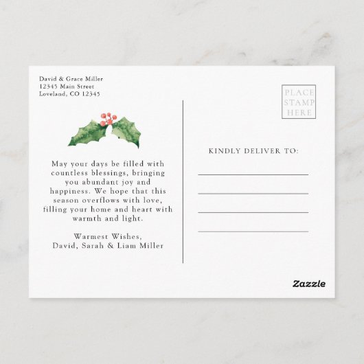 Carte postale Noël Floral (Dos)