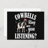 Carte Postale Noël Funny cloches de vaches Cercle Lover Noël Cad (Devant / Derrière)