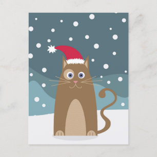 Carte Postale Noël Funny Kitty en neige