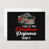 Carte Postale Noël Funny Pompiers pyjama Pompiers Noël (Devant / Derrière)