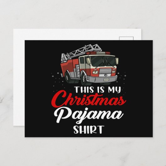 Carte Postale Noël Funny Pompiers pyjama Pompiers Noël (Devant / Derrière)