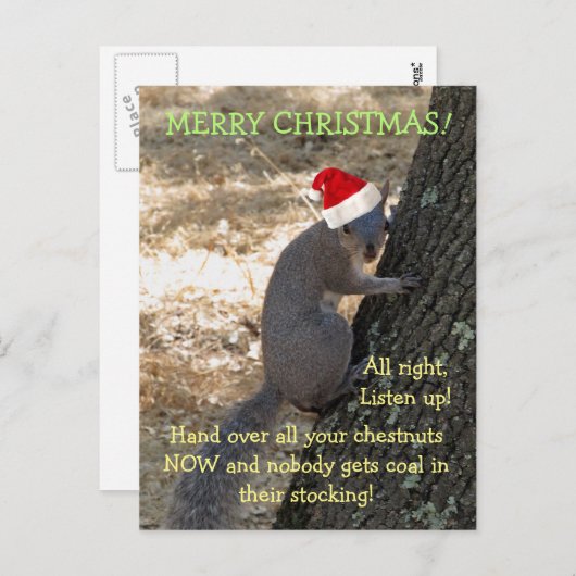 Carte postale Noël Gangster Père Noël Squirel (Devant / Derrière)