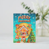 Carte Postale Noël Gingerbread Candy House et Nouvel An (Debout devant)