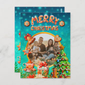 Carte Postale Noël Gingerbread Candy House et Nouvel An (Devant / Derrière)