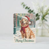 Carte Postale Noël Golden Retriever (Debout devant)