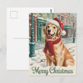 Carte Postale Noël Golden Retriever (Devant / Derrière)