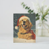 Carte Postale Noël Golden Retriever (Debout devant)