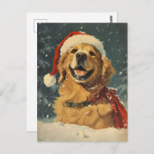 Carte Postale Noël Golden Retriever (Devant / Derrière)