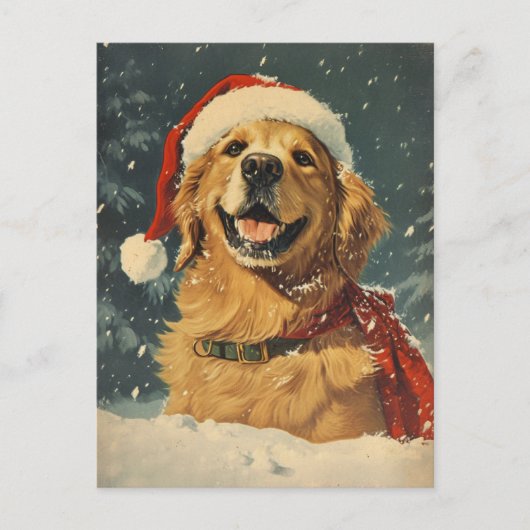 Carte Postale Noël Golden Retriever (Devant)