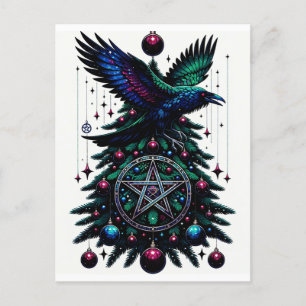 Carte Postale Noël gothique/Yule Raven et Pentagram