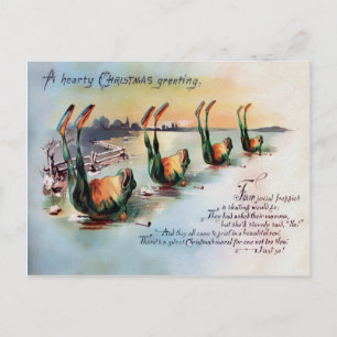 Carte Postale Noël Grenouilles Victoriennes Antiques