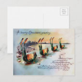 Carte Postale Noël Grenouilles Victoriennes Antiques (Devant / Derrière)