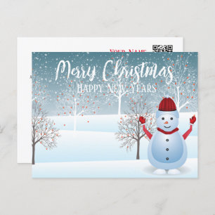 Carte postale Noël hiver Snowman