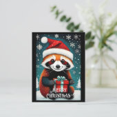 Carte Postale Noël hivernal doux Père Noël Red Panda Snowy (Debout devant)