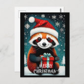 Carte Postale Noël hivernal doux Père Noël Red Panda Snowy (Devant / Derrière)