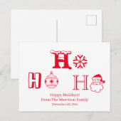 Carte Postale Noël Ho Ho rouge personnalisé date mignon (Devant / Derrière)