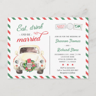 Carte Postale Noël Holiday Travel Red Faire-part de mariage