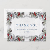 Carte Postale Noël Holly Berry Merci d'entreprise rustique (Devant / Derrière)