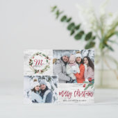 Carte Postale Noël Holly PHOTO Birch Bark voeux de Noël (Debout devant)