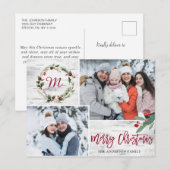 Carte Postale Noël Holly PHOTO Birch Bark voeux de Noël (Devant / Derrière)