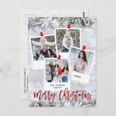 Carte Postale Noël Holly Pine Rustic Photo de vacances Salutatio (Devant / Derrière)