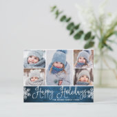 Carte Postale Noël Holly Rustic 5 PHOTO Salutation Holiday Po (Debout devant)