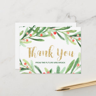 Carte Postale Noël Holly Wreath Merci
