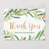 Carte Postale Noël Holly Wreath Merci (Devant)