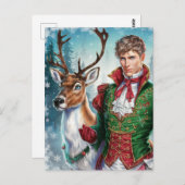 Carte Postale Noël Homme blond et beau (Devant / Derrière)