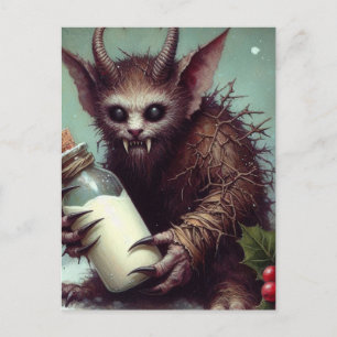Carte Postale Noël Horreur Krampus Kitty Fairy Éffrayant