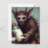 Carte Postale Noël Horreur Krampus Kitty Fairy Éffrayant (Devant / Derrière)